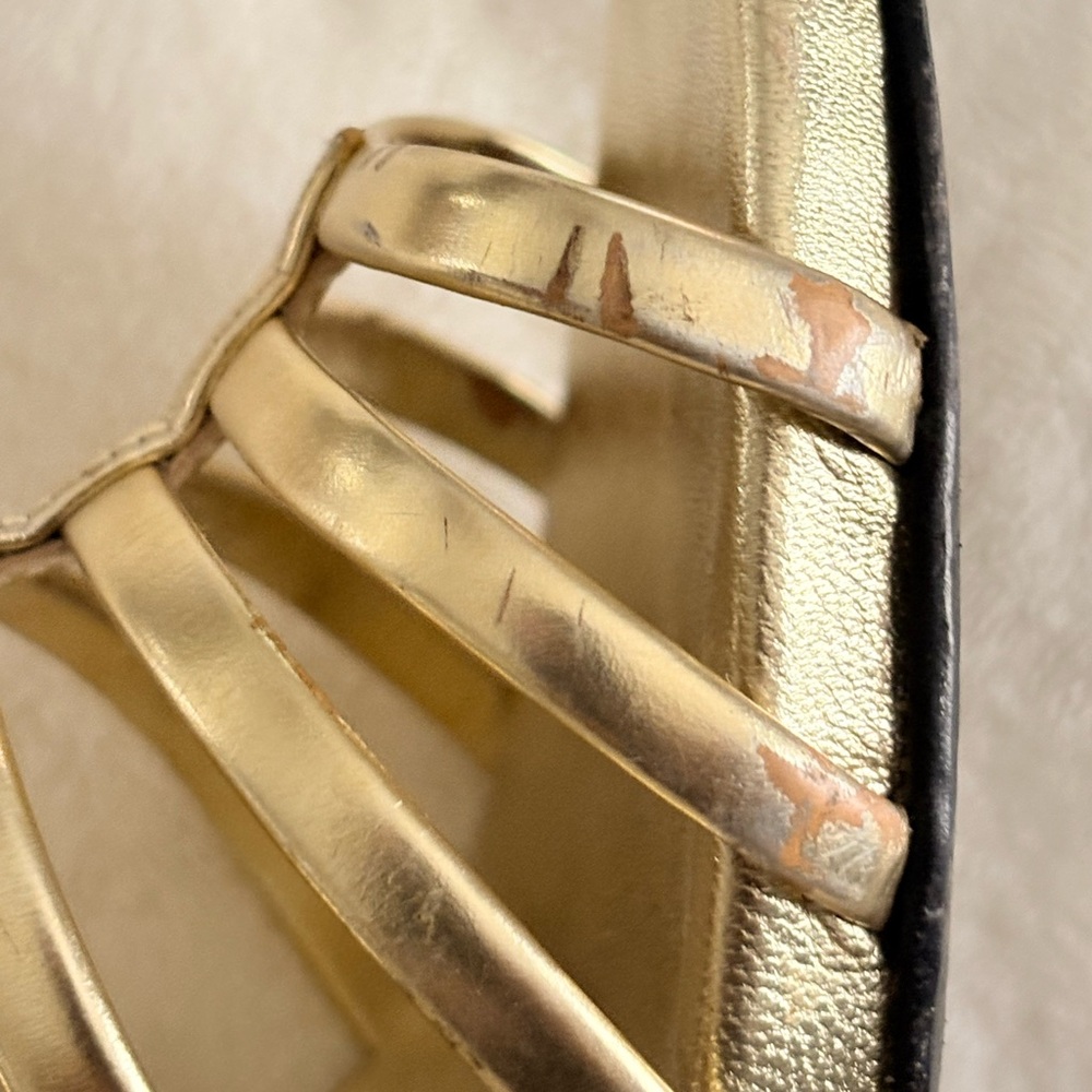 🤩Giuseppe Zanotti Metallic Gold Strappy Cage Heels - Picture 9 of 10